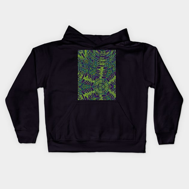 Green abstract waves Kids Hoodie by Stonerin